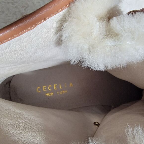Cecelia New York Trekker Boot with Genuine Shearling Trim Sz 7 EUC Combat Chunky - Picture 7 of 14